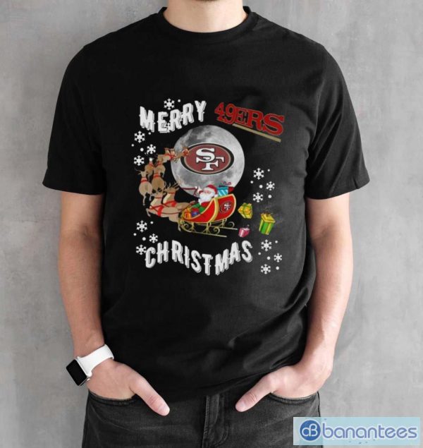 Merry christmas santa claus san francisco 49ers shirt - Black Unisex T-Shirt