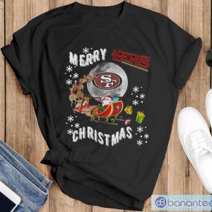 Merry christmas santa claus san francisco 49ers shirt - Black T-Shirt