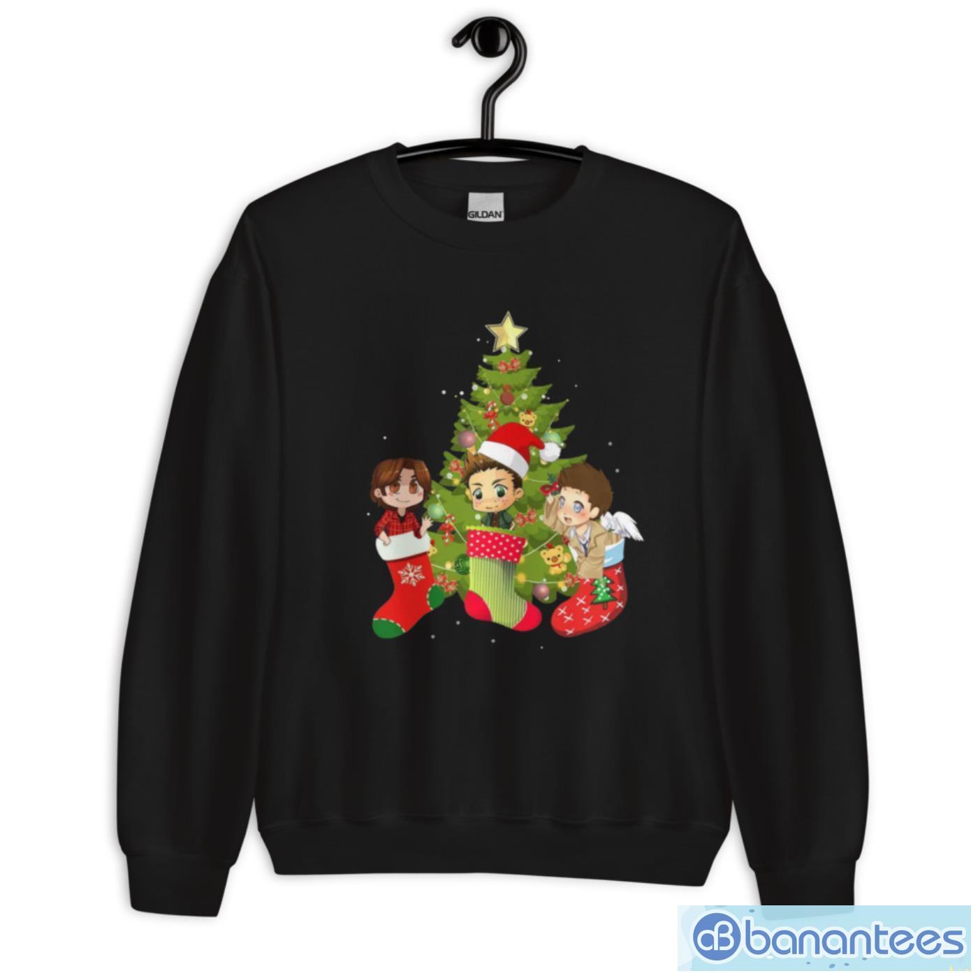 merry-christmas-tree-supernatural-characters-chibi-t-shirt-2-1.jpeg Merry Christmas Tree Supernatural Characters Chibi T-Shirt - Unisex Crewneck Sweatshirt