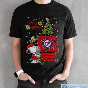 Merry Christmas Ugly Sweat Snoopy Washington Nationals Shirt - Black Unisex T-Shirt