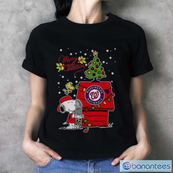 Merry Christmas Ugly Sweat Snoopy Washington Nationals Shirt - Ladies T-Shirt