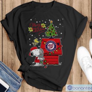 Merry Christmas Ugly Sweat Snoopy Washington Nationals Shirt - Black T-Shirt