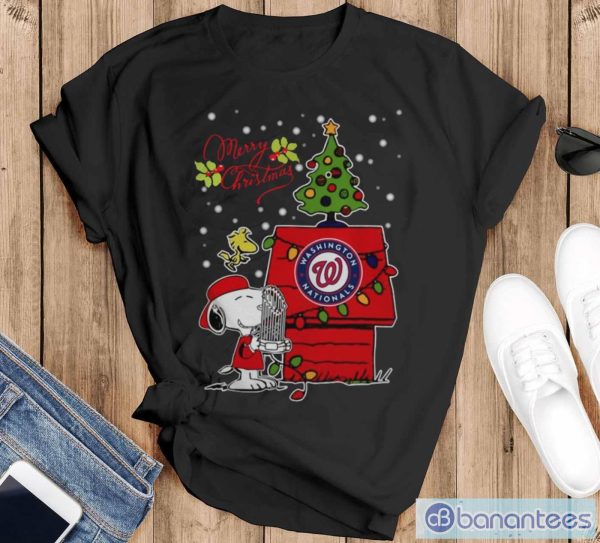 Merry Christmas Ugly Sweat Snoopy Washington Nationals Shirt - Black T-Shirt