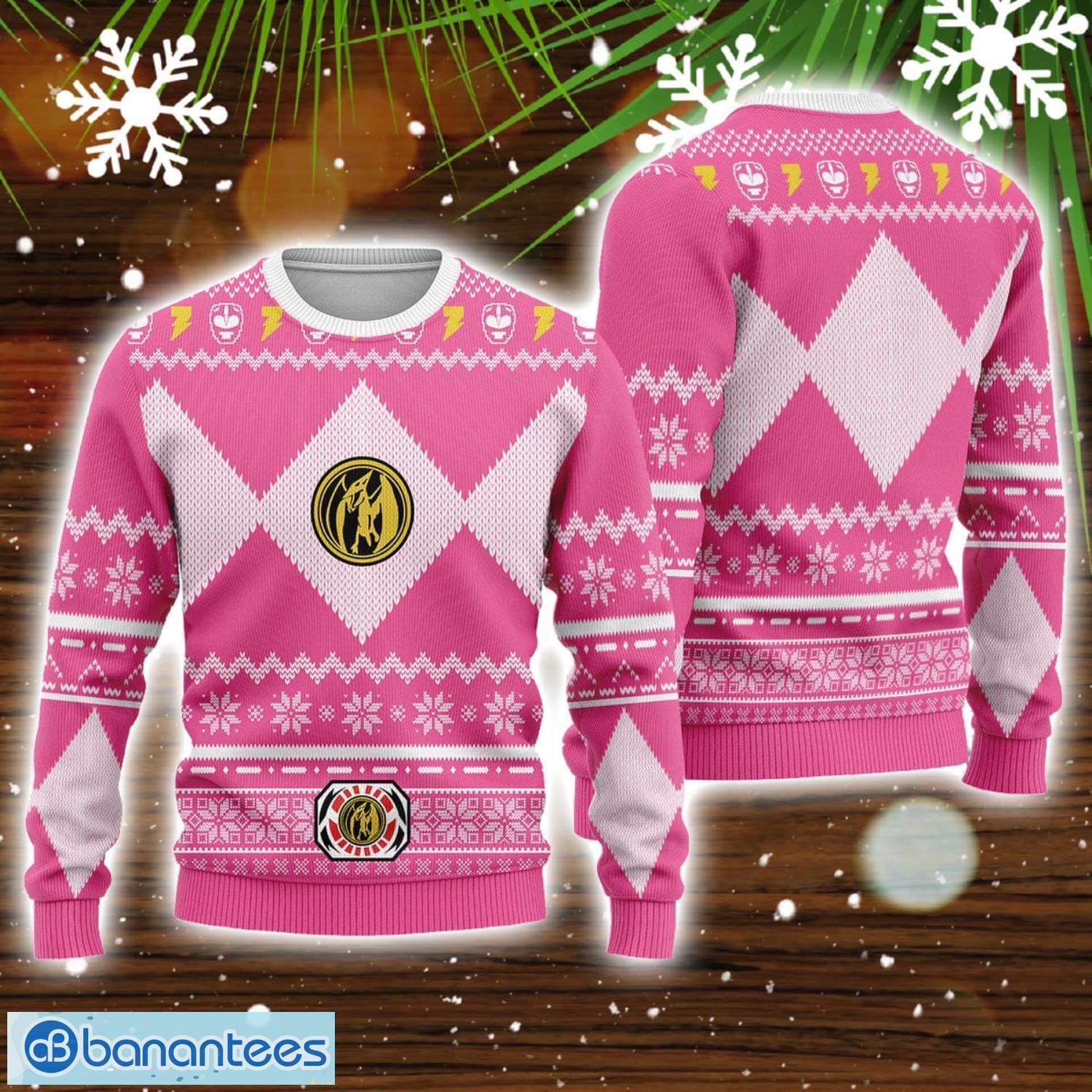 Merry Christmas Unisex Ugly Christmas Sweater Christmas Gifts Unisex Pink Power Ranger Sweater Product Photo 1
