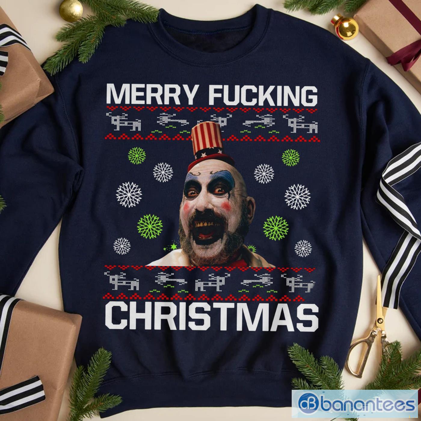 merry fcking christmas sweater captain spaulding shirt horror halloween christmas shirt xmas unisex gift image Merry Fcking Christmas Sweater, Captain Spaulding Shirt, Horror Halloween Christmas Shirt Xmas Unisex Gift Product Photo 1