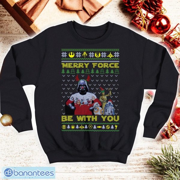 Merry Force Be With You Ugly Christmas Shirt Darth Lovers Vader Fan Shirt Star Lovers Wars Fan Movie Tshirt Product Photo 1