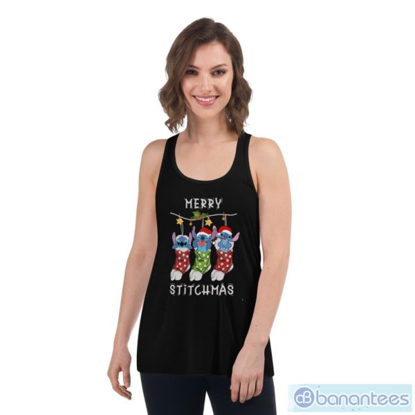 Merry Stitchmas With Stitch Christmas Sweatshirt - Women's Flowy Racerback Tank