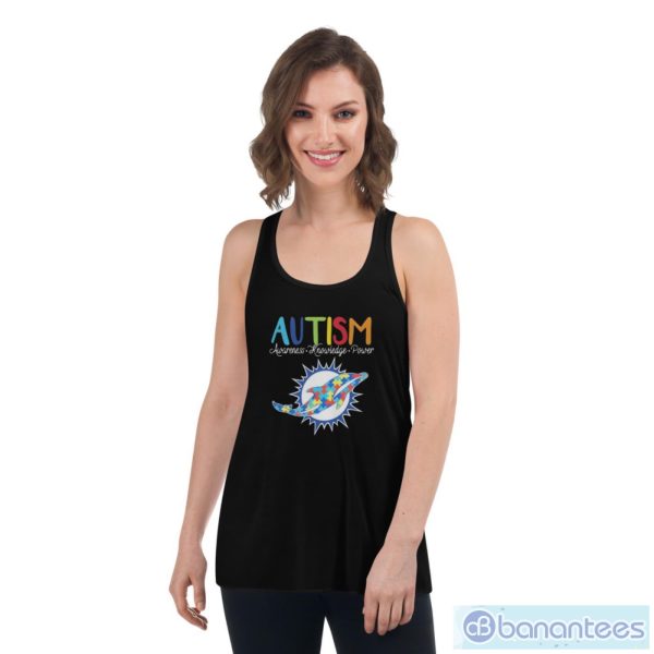 Miami Dolphins Autism Awareness Knowledge Power T-Shirt - Women's Flowy Racerback Tank