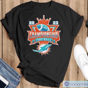 Miami Dolphins Football NFL 2023 Championship Crown Logo Shirt - Black T-Shirt