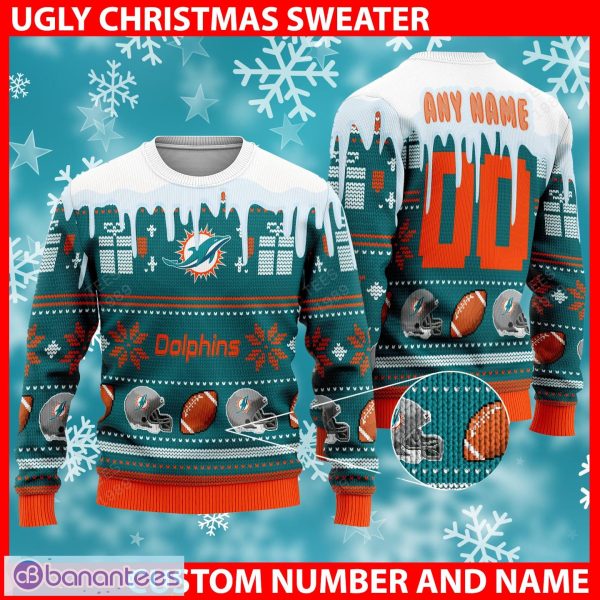 Blue Miami Dolphins Christmas Gift Custom Number And Name Ugly