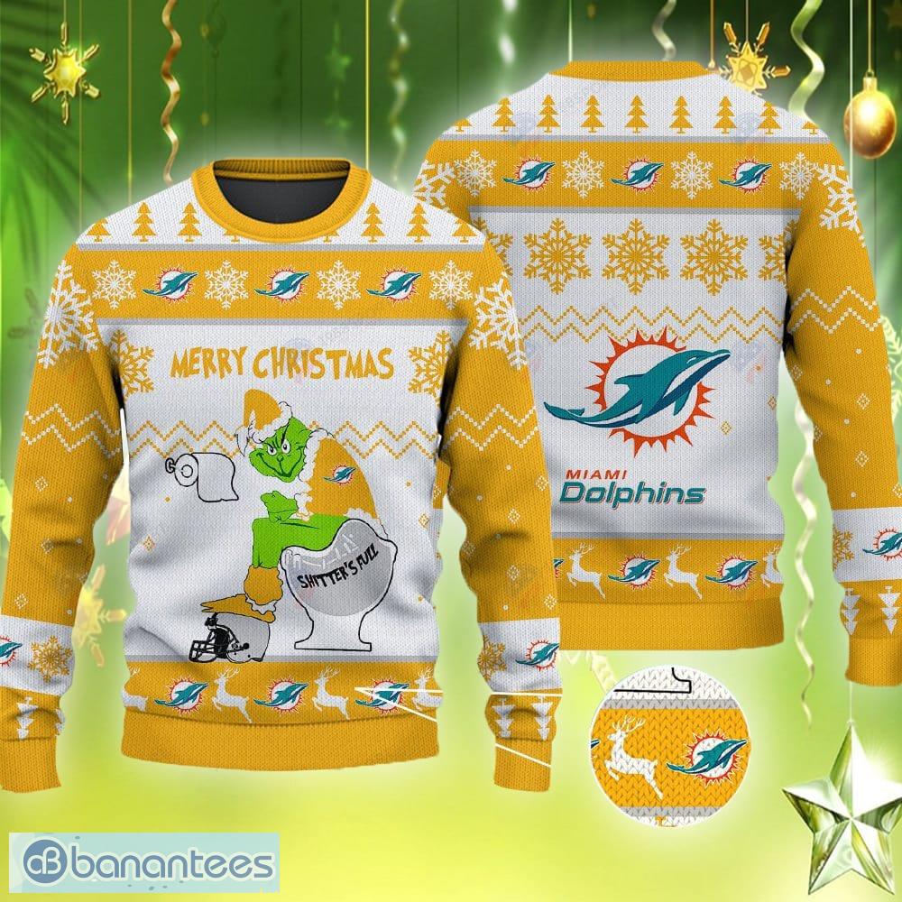 Sweater Snow Team Logo Miami Dolphins Ugly Christmas Sweater - Banantees