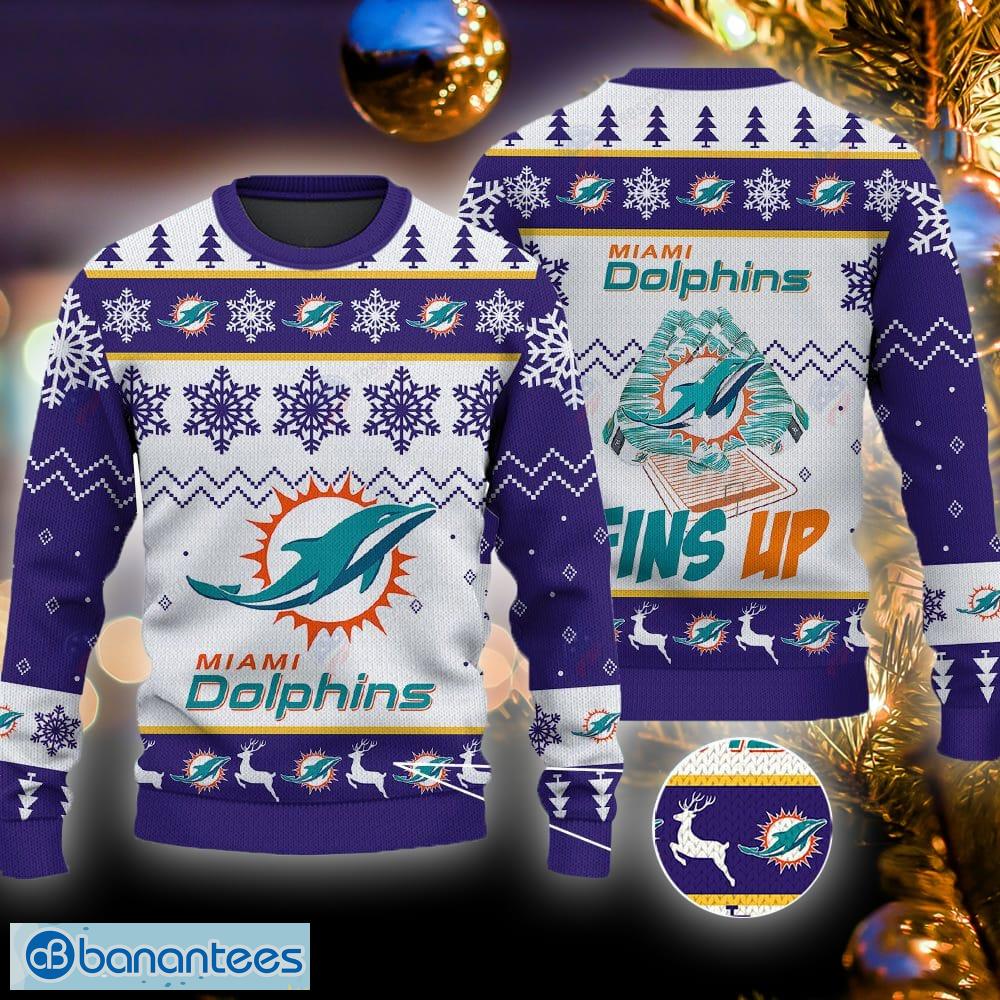 Miami Dolphins Teams Ball Snowfalke Pattern Knitted Sweater For Christmas -  Freedomdesign