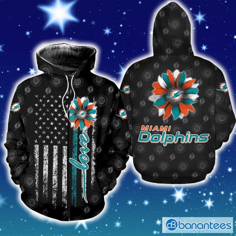 Miami Dolphins Sunflower Hoodie Zip Hoodie Christmas Fans All Over