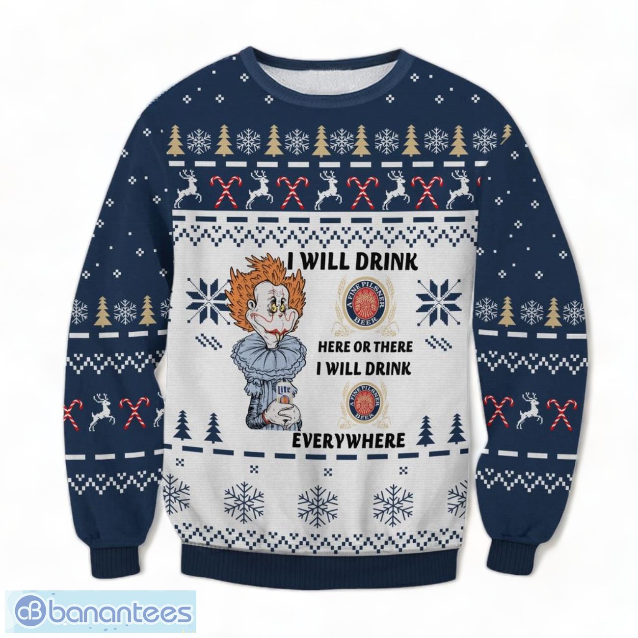 Miller Lite Clown Ugly Sweater Banantees