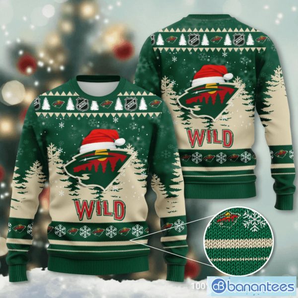 Minnesota Wild Santa Hat Snowflake 3D Ugly Christmas Sweater Christmas Gift Product Photo 1