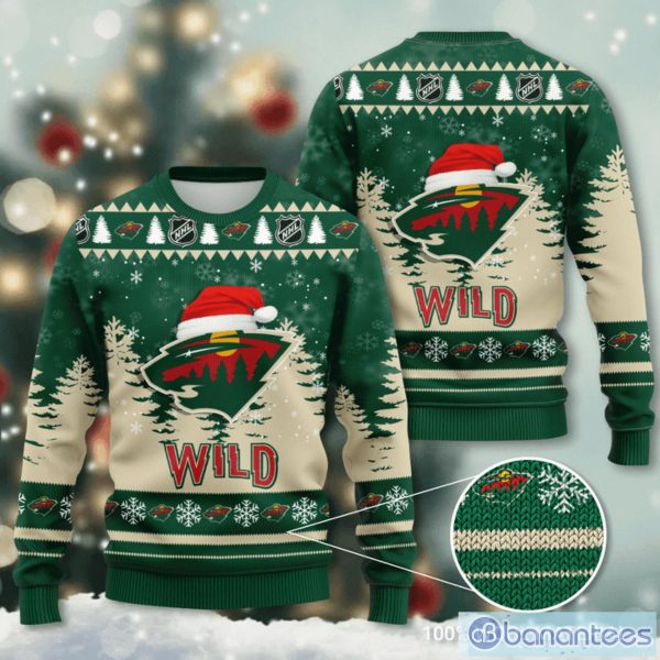 Minnesota Wild Santa Hat Snowflake 3D Ugly Christmas Sweater Christmas Gift Product Photo 1