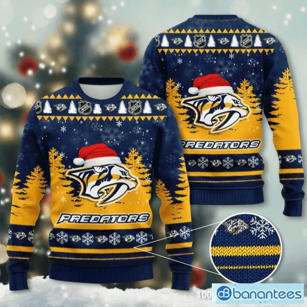 Nashville Predators Santa Hat Snowflake Ugly Sweater For Men And Women Gift Christmas - Nashville Predators Santa Hat Snowflake Ugly Christmas Sweater For Men And Women Gift