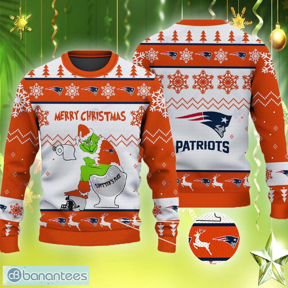 New England Patriots Funny Grinch Ugly Christmas Sweater - Banantees