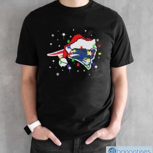 New England Patriots Santa Hat Christmas Light Shirt - Black Unisex T-Shirt