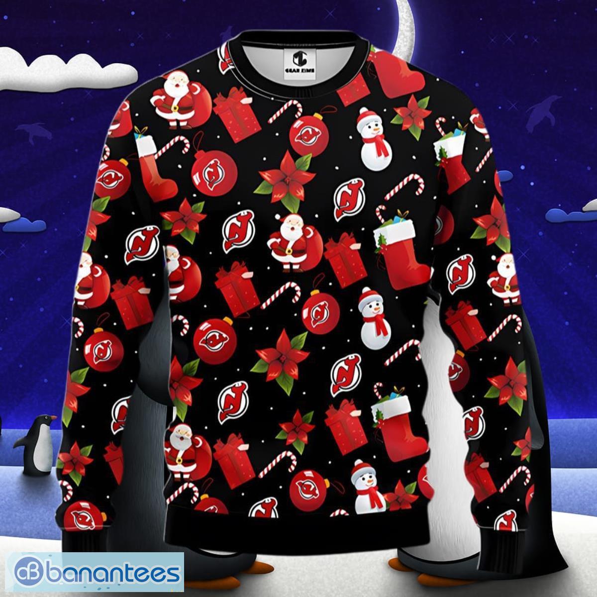 New Jersey Devils Santa Hat Snowflake 3D Ugly Christmas Sweater Christmas  Gift - YesItCustom