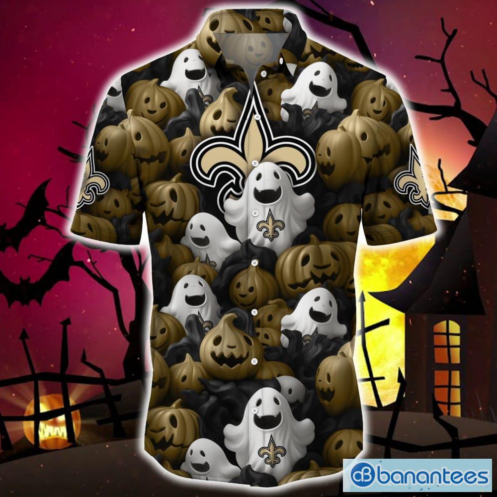 New Orleans Saints Skull Carved Halloween Hawaiian Shirt Gift Men Women -  Banantees