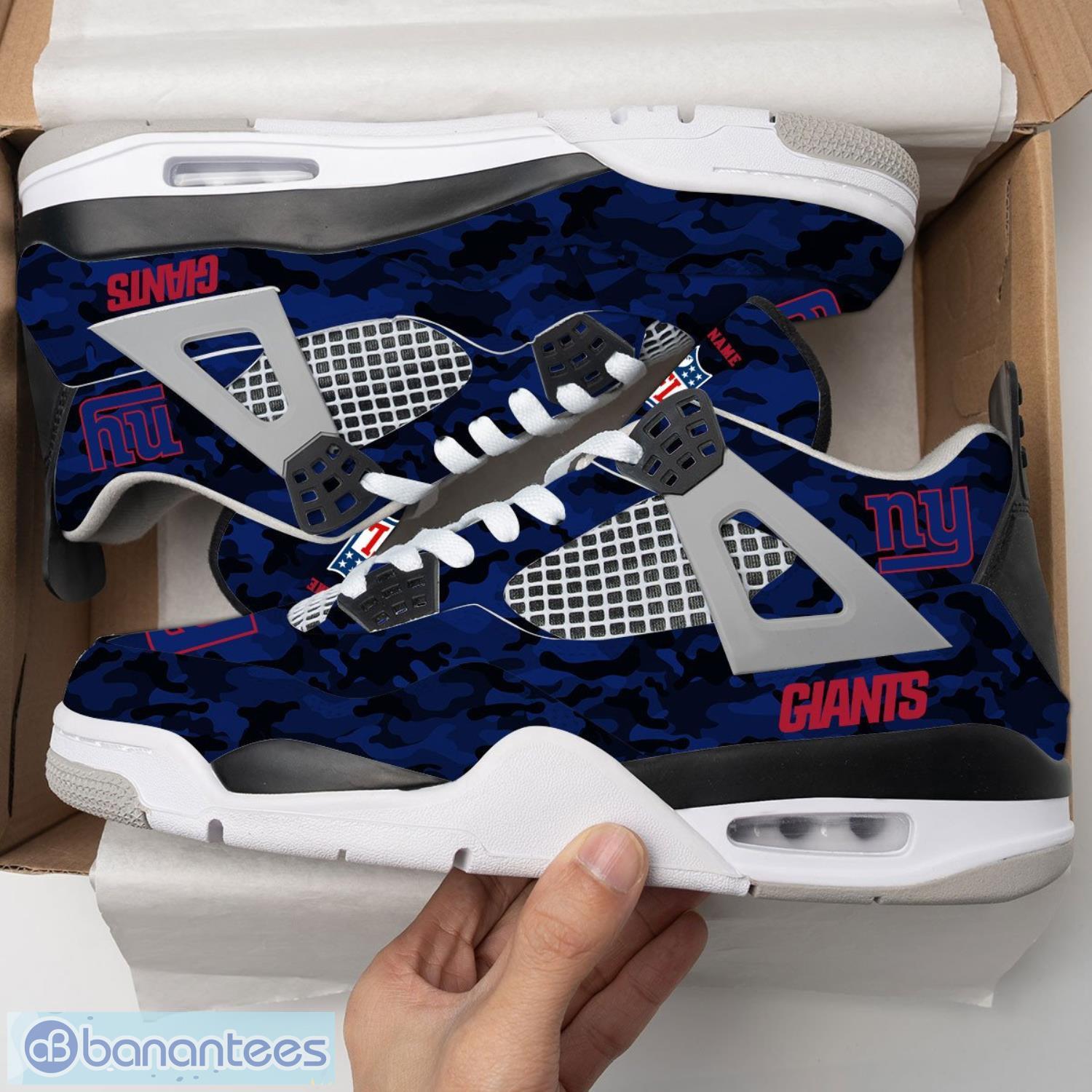 New York Giants NFL Air Jordan 4 Shoes Custom Name - Banantees