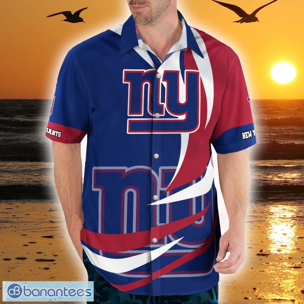 New York Giants Men's Casual Button Down Top Summer Beach Short Sleeve Tops