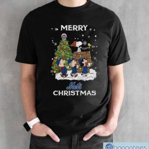 New York Mets Snoopy Family Christmas Shirt - Black Unisex T-Shirt