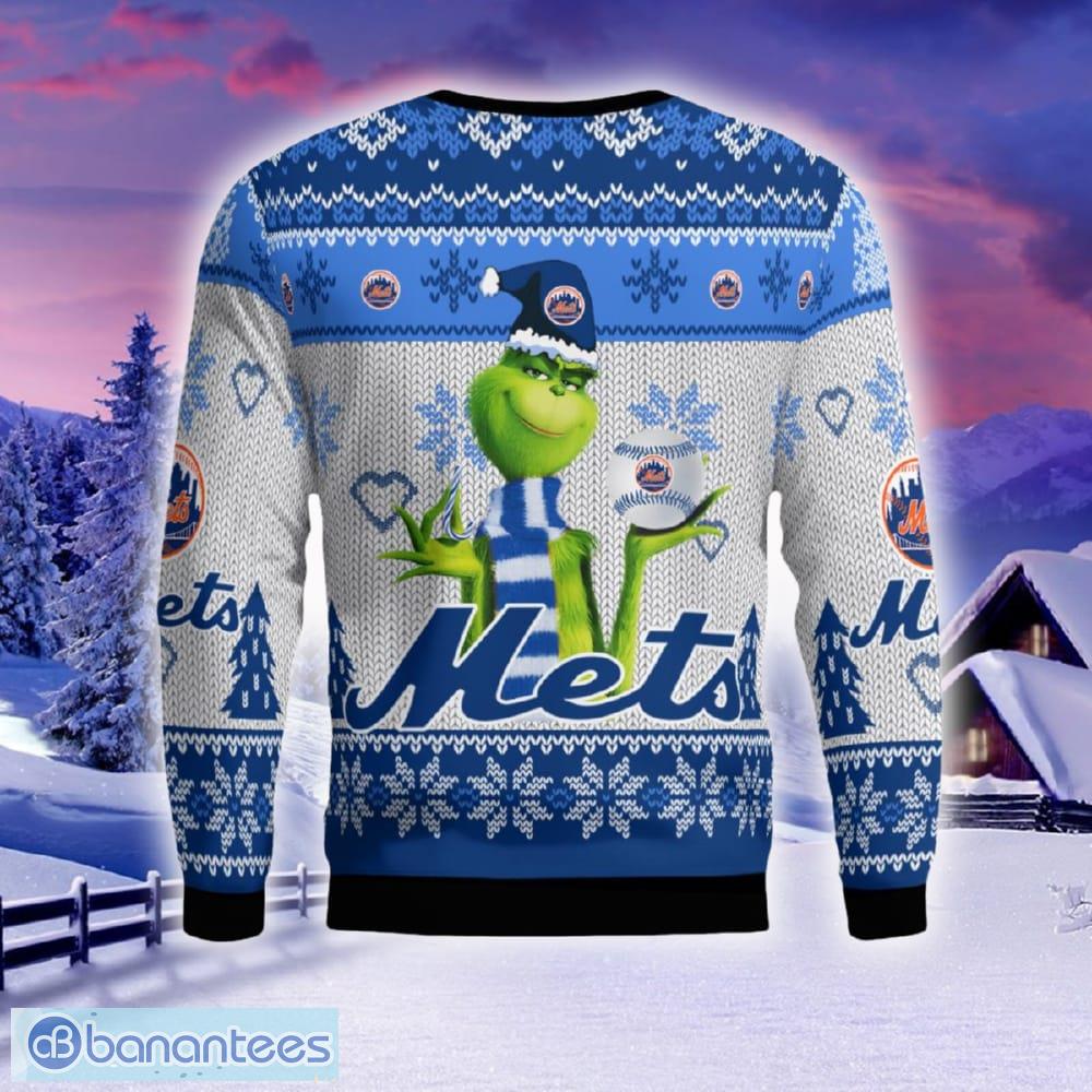 Men And Women Christmas Gift MLB New York Mets Logo With Funny Grinch 3D  Ugly Christmas Sweater For Fans - Banantees