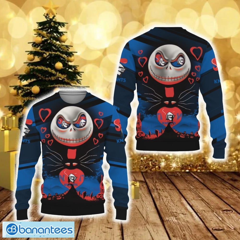 Newcastle Knights Champion Jack Skellington Funny 3D Ugly Christmas Sweater Gift For Fans - Newcastle Knights Champion Jack Skellington Funny 3D Ugly Christmas Sweater Gift For Fans