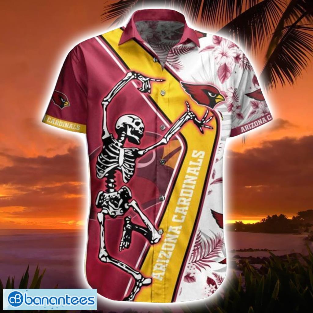 Nfl Arizona Cardinals Skellington Red Yellow Hawaiian Shirt For Fans Product Photo 1