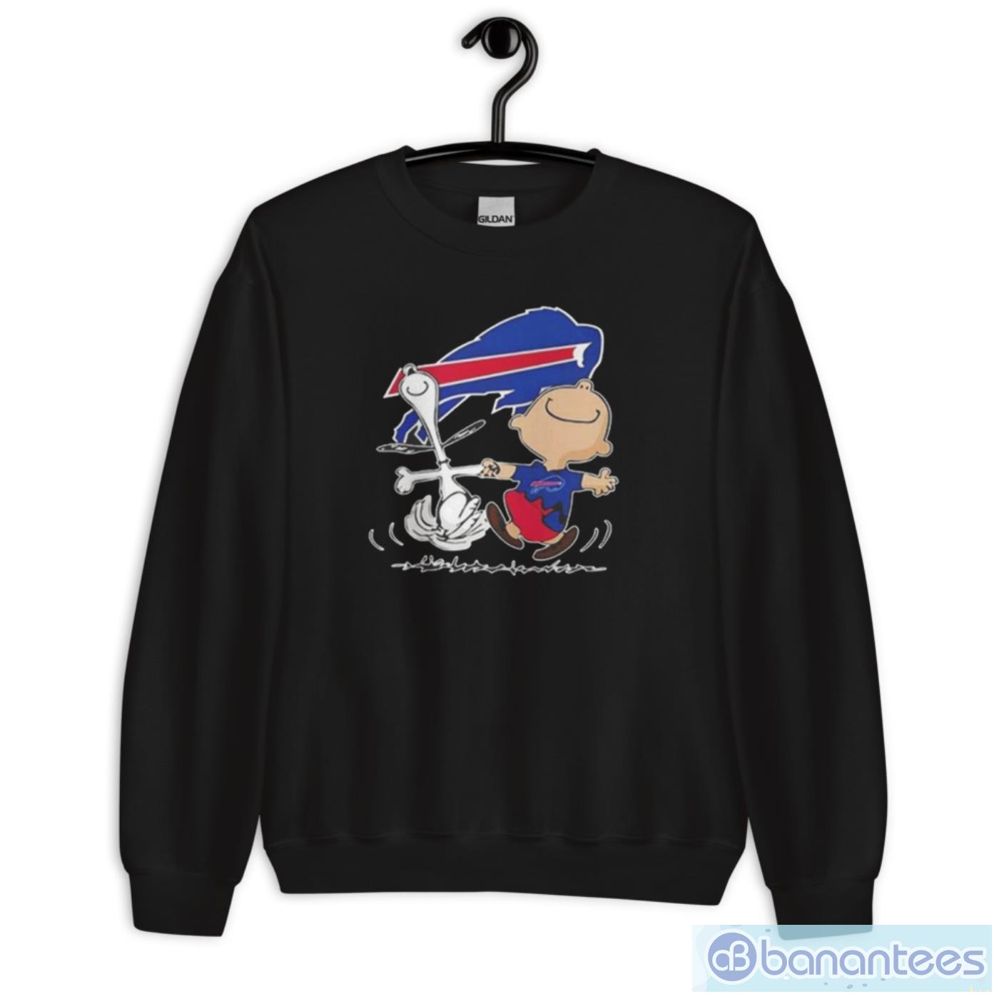 nfl buffalo bills charlie brown snoopy dancing shirt 2 image Nfl Buffalo Bills Charlie Brown Snoopy Dancing Shirt - Unisex Crewneck Sweatshirt