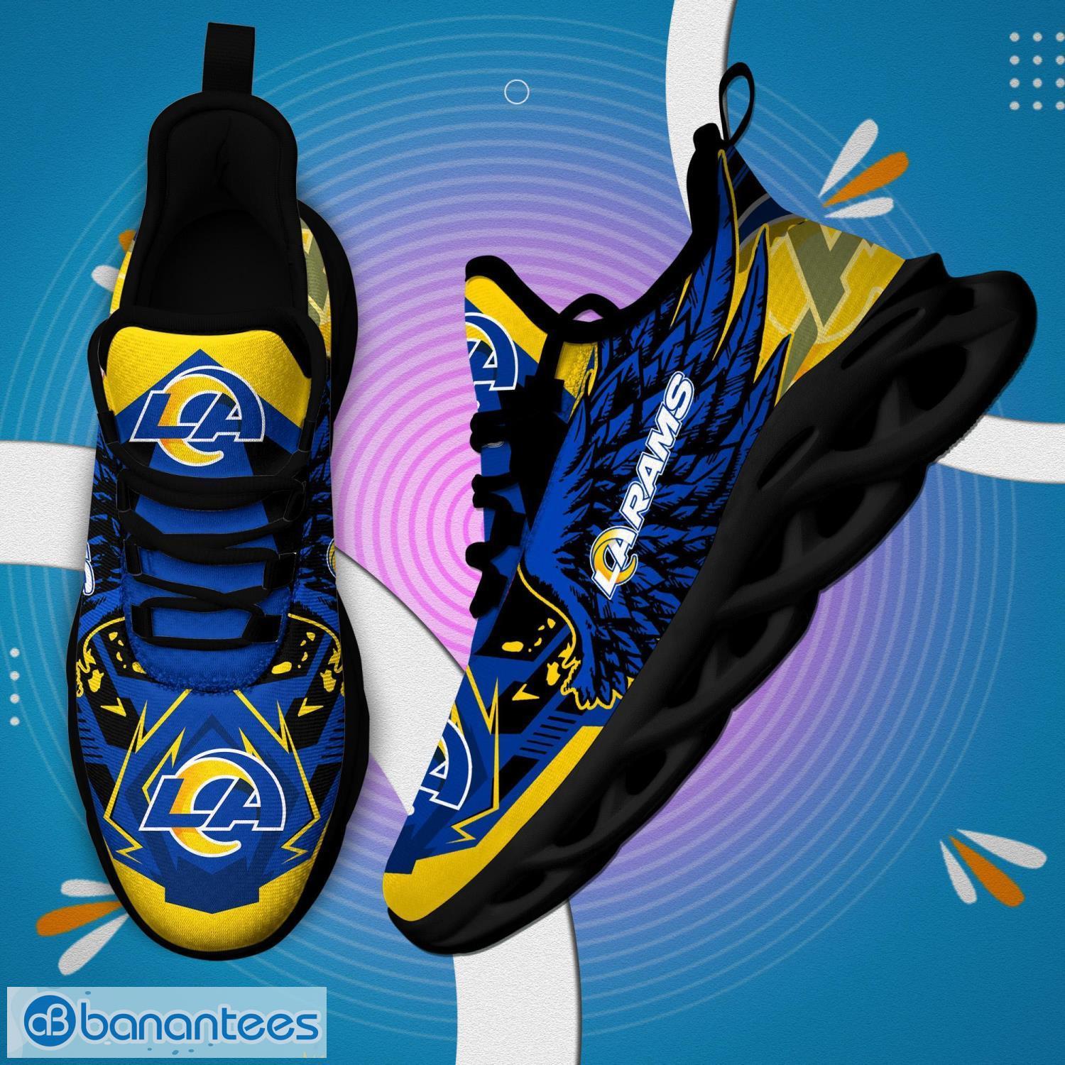 Personalize NFL Los Angeles Rams Blue Golden Max Soul Running Shoes -  T-shirts Low Price