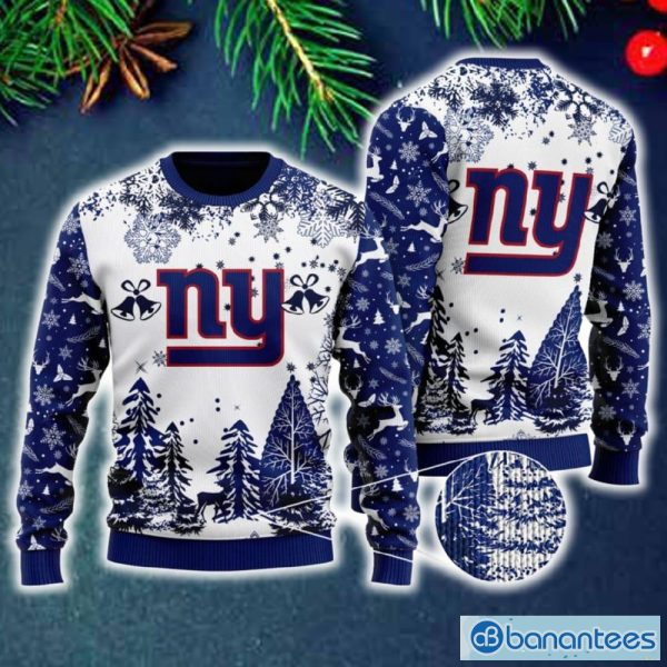 New York Giants Logo Knitted Reindeer Ugly Christmas Sweater - Banantees