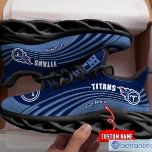 NFL Tennessee Titans Custom Name Navy Blue Max Sole Sneakers Shoes