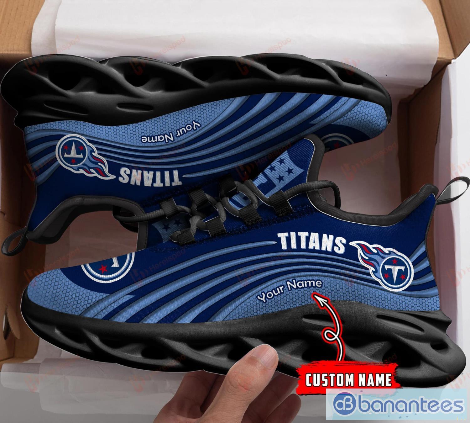 NFL Tennessee Titans New Design Logo Max Soul Shoes Custom Name Men Women -  Banantees