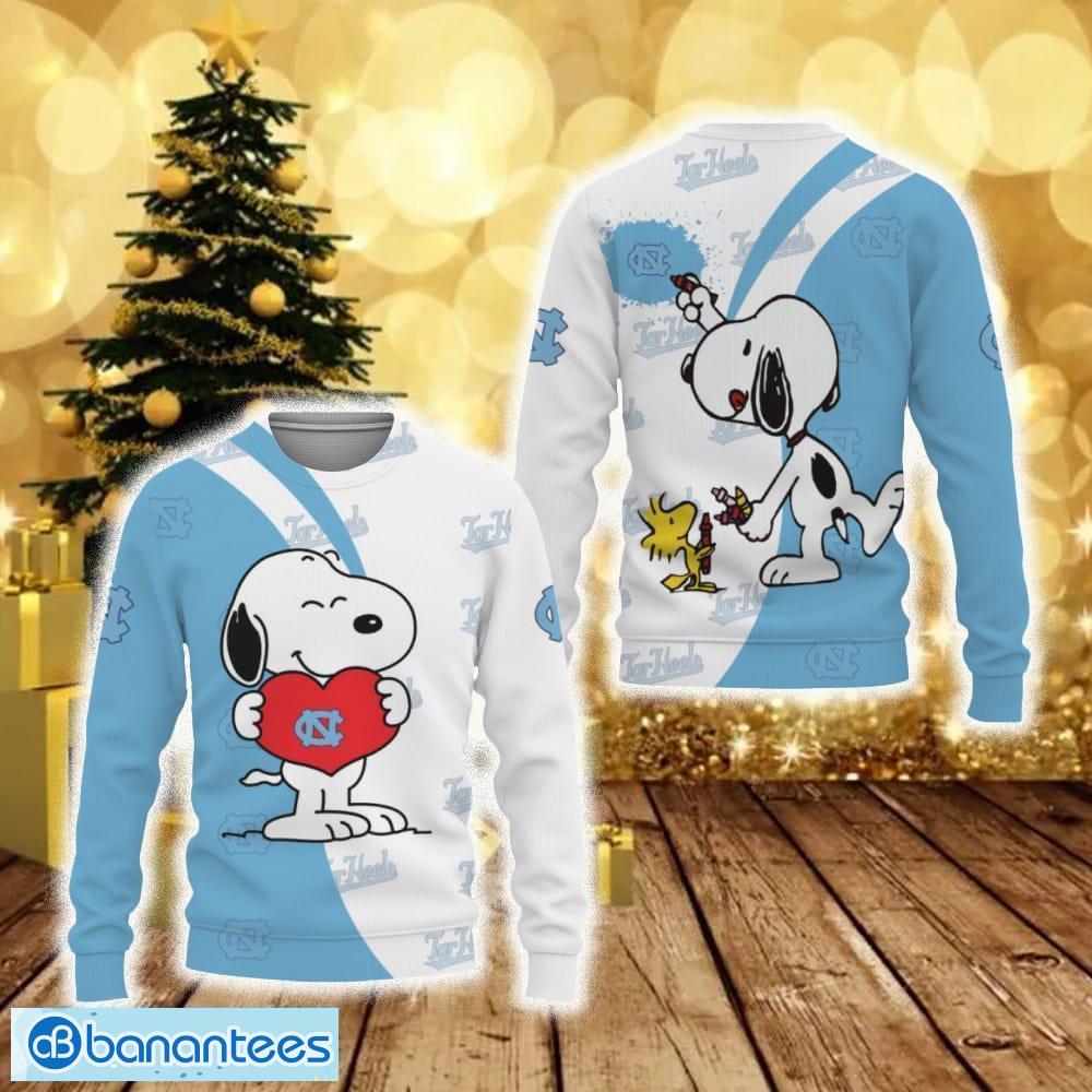 North Carolina Tar Heels Snoopy Cute Heart American Sports Team Funny 3D Sweater For Men And Women Gift Christmas - North Carolina Tar Heels Snoopy Cute Heart American Sports Team Funny 3D Sweater For Men And Women Gift Christmas