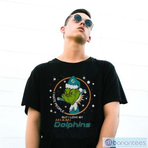 Funny I Hate People But I Love My Miami Dolphins Grinch Shirt - G500 Gildan T-Shirt