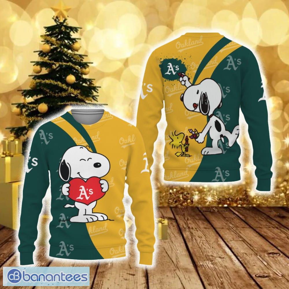 Oakland AS Hoodie 3D Bountiful Christmas Snoopy Oakland Athletics