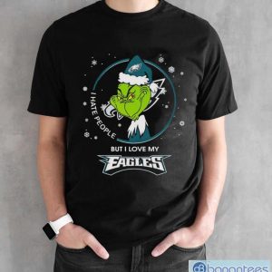 Official I Hate People But I Love My Philadelphia Eagles Grinch Christmas T-Shirt - Black Unisex T-Shirt
