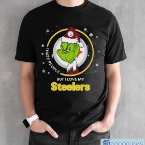 Official I Hate People But I Love My Pittsburgh Steelers Grinch Shirt - Black Unisex T-Shirt