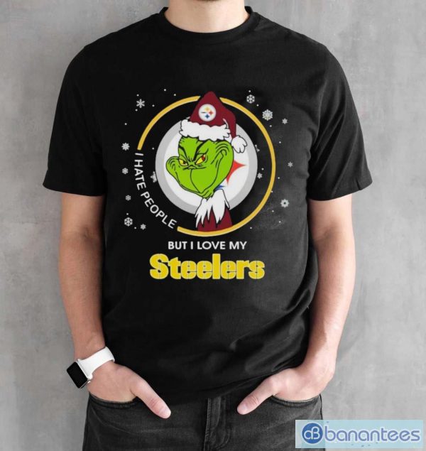 Official I Hate People But I Love My Pittsburgh Steelers Grinch Shirt - Black Unisex T-Shirt