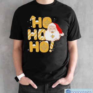 Official New Orleans Saints Santa Ho Ho Ho Christmas T-Shirt - Black Unisex T-Shirt