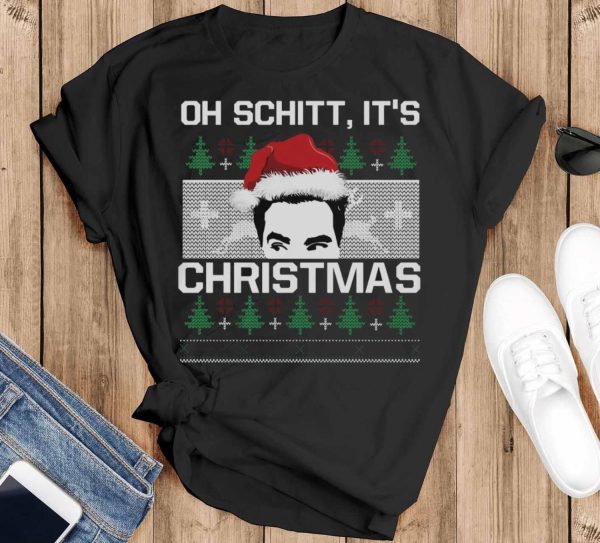 Oh Schitt It's Christmas Movie Quotes T-Shirt Christmas Gift, David Rose Christmas Shirt Christmas Gift - Black T-Shirt