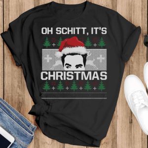 Oh Schitt It's Christmas Movie Quotes T-shirt, David Rose Christmas Shirt - Black T-Shirt