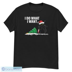 Funny Cat Knocking Over Christmas Tree I Do What I Want Unisex Vintage T-Shirt - G500 Men’s Classic T-Shirt