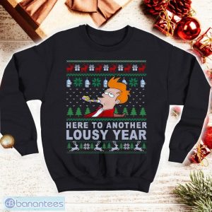 Philip J Fry Bender Here To Another Lousy Year Ugly Christmas Shirt Product Photo 1