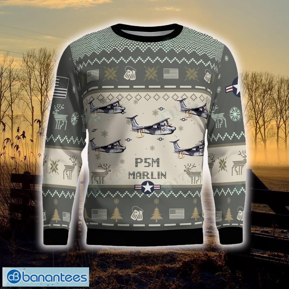 P5M Marlin USCG Aircraft Ugly Christmas Sweater Veterans Holidays For Men And Women - P5M Marlin USCG_Aircraft Ugly Sweater_2