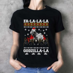 Fa La La La Quotes T-shirt, Giant Monster Christmas Sweatshirts, Santa Monster Movie Xmas - Ladies T-Shirt
