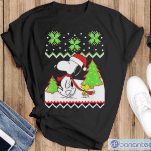 Peanuts santa Snoopy Snoopy Christmas shirt - Black T-Shirt